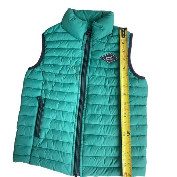 JOULES PUFFER CROFTON VEST KIDS SZ 5 TEAL GREEN POCKETS FULL ZIP MOCK NECK - Picture 11 of 13